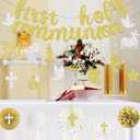 First Holy Communion Decorations, 1st Communion Decorations includes Glitter First Holy Communion Banner and My First Communion Decorations Hanging Swirls for Mi Bautizo Decoration