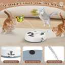 Pawaboo 3-in-1 Automatic Interactive Cat Toy, Electronic Motion Kitten Toy with Fluttering Butterfly Teasers, Track Ball & Random Hide Mouse, USB Rechargeable Cat Teaser Mouse Toys for Indoor Kitties (White+Gray)