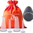 Anti-Aging Facial Cupping Set for Face and Neck - Includes Bonus Japanese Konjac Sponge for Enhanced Skin Care. (2M 2S)
