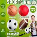 Sports Ball Set (4 Pack) - Rainbow Mini Basketball, Soccer, Football & Playground Balls w/Hand Pump - Fun Indoor Outdoor Toys for Toddlers, Little Kids, Preschoolers & Early Play (8.5 Inch - Pack of 4)