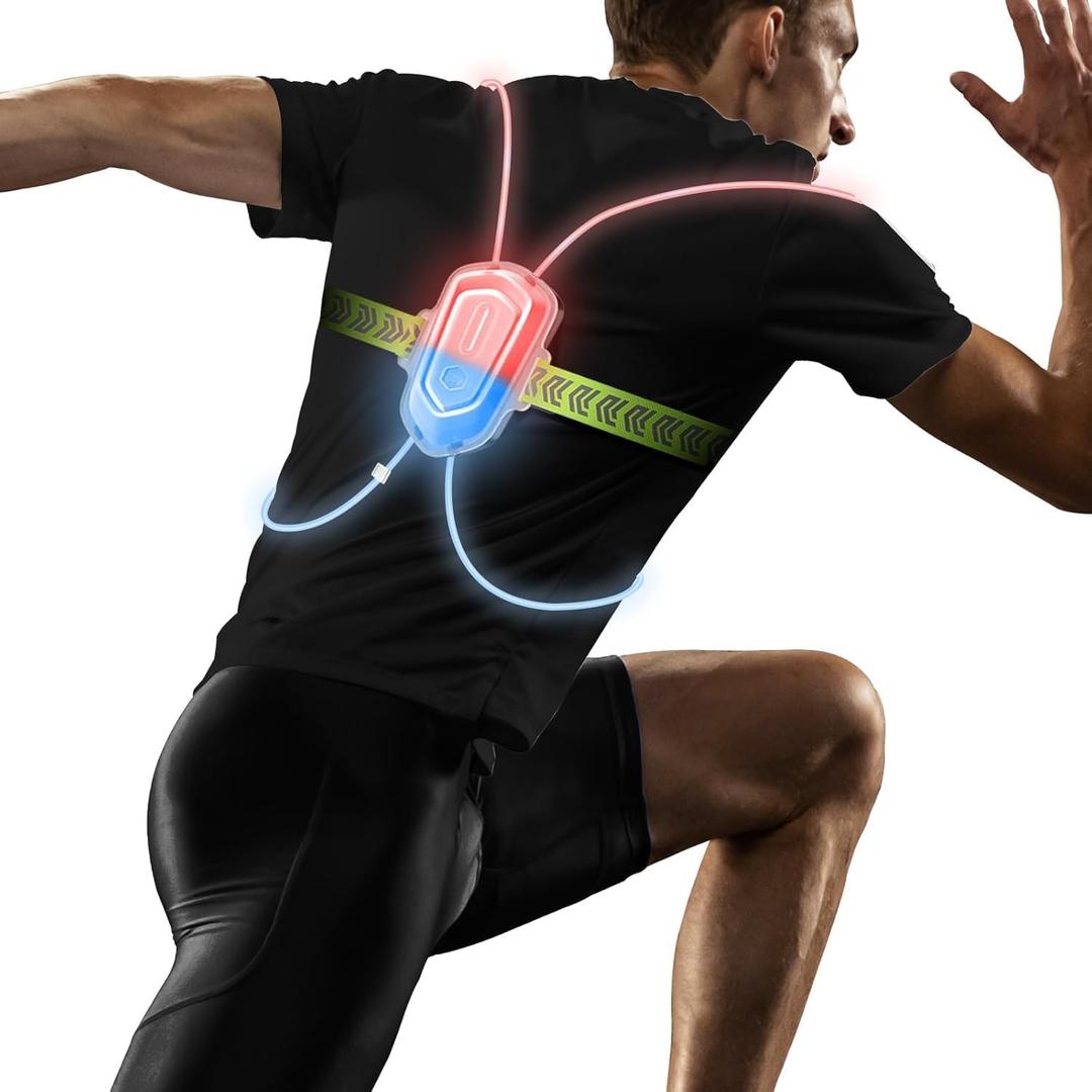 LED Reflective Running Vest with Front Light, Running Lights for Runners Light Up Running Vest, Rechargeable & Adjustable Reflective Vest Women & Men(Multiple Colors Constantly Changing)