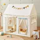 Tiny Land Kids Tent with Mat, Kids Play Tent for Toddlers, Playhouse for Kid Indoor, Ideal Toy Gift for 3+ Boys, Play Room Furniture (Blue and Off-white)