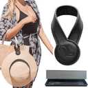 Magnetic Hat Clip for Travel on Bag | Fashionable Travel Accessories For Women | Leather Hat Holder With Strong Magnet For Handbags, Purses, Backpacks, Luggage, And Totes (Black)