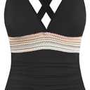 Tankini Tops for Women- Tummy Control Swim Top Only No Bottom 2025(Not Suitable for Large Busts) (Black), L