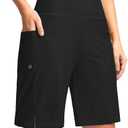 G Gradual Women's 9" Long Swim Board Shorts with Pockets High Waisted Knee Length Beach Swimming Shorts for Women with Liner Size L