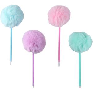 6 Pieces Fluffy Ball Pens Plush Pens Macaron Color Ballpoint Blue Gel Ink, for Office Supply, Coworkers, Women, 3  colors