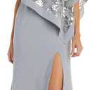 R&M Richards Women's Glamorous Sequin Lace Poncho Dress W/Side Slit - Elegant Evening Cocktail Gown (6)