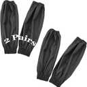 Yzurbu 2 Pairs Arm Sleeves Covers, PU Oversleeves Protector for Arm with Four-Needle Elastic Cuffs, Waterproof, Oilproof, Acid and Alkali Resistant Black