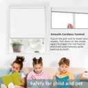 ChrisDowa Cordless 100% Blackout Roller Shade, with Striped Jacquard, Thermal Insulated, UV Protection Fabric, Total Blackout Blinds for Window, French Doors, Home and Office. White, 44" W x 72" H