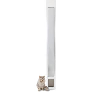 PetSafe Doggy Door for Sliding Glass Doors, Adjustable Height 75 7/8" to 81", No-Cut DIY Install, Aluminum Panel, Ideal for Renters, for Cats and Small Dogs Up to 15 lb, (White, Small)