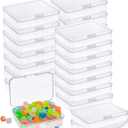 12 Pcs Mini Plastic Storage Containers Box with Lid, 3.5x2.4 Inches Clear Rectangle Box for Collecting Small Items, Beads, Game Pieces, Business Cards, Crafts Accessories