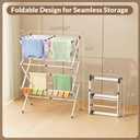 Foldable Clothes Drying Rack - 3-Tier Laundry Drying Rack, Collapsible Metal Indoor Airer, Portable X-Type Clothing Dryer with Shoe Hanger for Home & Balcony (No Assembly Required)