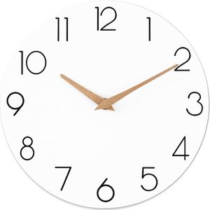 cicininc Wall Clock, 16 Inch Wooden Battery Operated Wall Clocks Silent Non-Ticking, Decorative White Clock for Living Room, Bedroom, Kitchen, Home, Office, School, Hotel