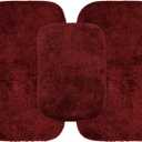 Garland Rug Traditional Nylon Washable Chili Pepper Red 3 Bath Rugs (17" X 24", 21" X 34", 21" X 34") - Soft, Absorbent, and Stylish for Your Bathroom