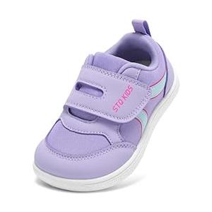 STQ KIDS Toddler Wide Toe Box Shoes Girls First Walking Barefoot Shoes Light Purple & Pink Toddler, US T10