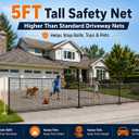 40FT x 5FT Tall Driveway Safety Net, Retractable Driveway Guard Net to Stop Balls & Basketballs, Outdoor Guard Gate for Kids Safety, End of Driveway Ball Stopper