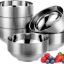 6 Pack 12 Oz Stainless Steel Bowls for Kids, Insulated Soup Bowl, 18/8 Small Metal Serving Eating Bowls for Cereal, Rice, Ice Cream, Snack, Hot and Cold Food, Salad