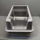 Stainless Steel Cat Litter Box - Enclosed XL Metal Kitty Litter Box with Lid for Big Cats, High Sided, Anti-Leakage, Easy Cleaning, Non-Sticky, Included Litter Mat, Cat Bowl & Spoon