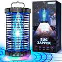 Bug Zapper Outdoor, 2025 Upgraded 3 in 1 Rechargeable Bug Zapper with 5000mAh Battery & LED Night Light, 4000V Cordless Waterproof Mosquito Zapper for Outside,Patio,Backyard,Garden Black