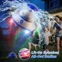 JOI MEW UFO Water Sprinkler for Kids, Water Rocket Toy Outdoor Summer Play W/Light & Spin, Adjustable Height Water Launcher, DIY Space Sticker, Backyard Lawn Gift for Girls Boys 3-12 Year Old Blue