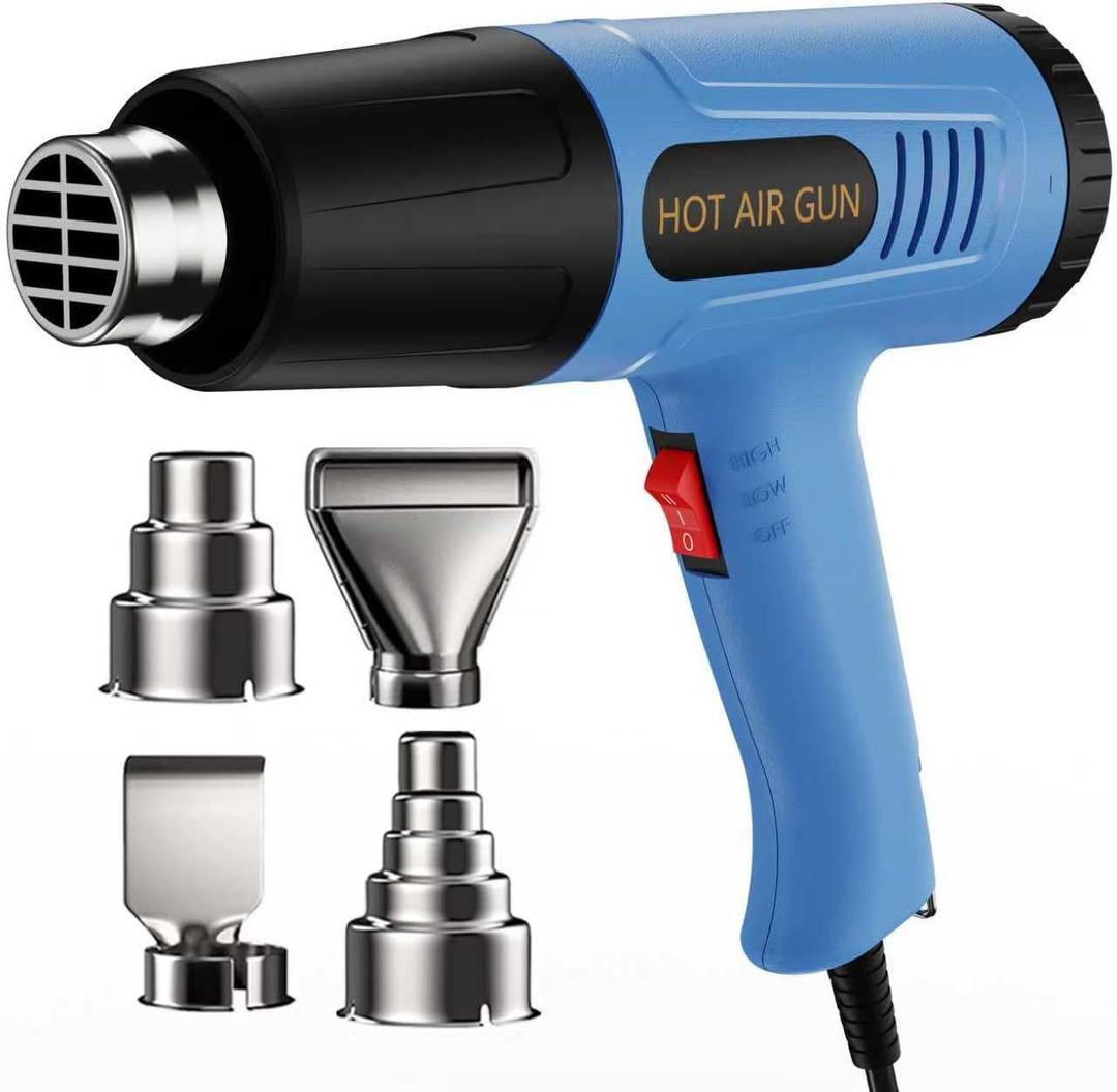 Heat Gun 572 & 1112 Dual Temperature Control Heavy Duty Heat Gun' with 4 Nozzles Fast Heating Overload Protection Hot Air Gun For Shrink Tubing, Vinyl Wrap, Crafting, Resin, 5Ft Power Cord