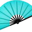 3 x 13" Glitter Large Rave Fans Clap Fans for Line Dancing Folding Clack Handheld Foldable Decorative Fans Hand Fan for Dance, EDM Music Festivals & Parties(Light Blue)