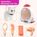 WorWoder Electronic Interactive Plush Cat- Battery Operated Mechanical Walking Little Pet Kitten with a Cute Bag, Meow Tail Wagging, Stretching Companion Animal for Toddlers & Kids