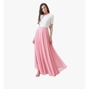 CHICWISH Women's Timeless Favorite Chiffon Maxi Prom Party Skirt, Pink