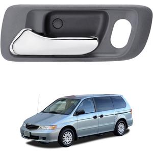 Left Door Handle, Compatible with 1998-2002 Honda Accord, 1999-2004 Honda Odyssey | Front Driver Interior Door Handle Gray Bezel with Chrome Lever | OE# 72165S84A01ZB, HO1352124, Inside with Lock Hole