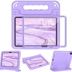 BMOUO Kids Case for iPad (A16) 11th Generation 11" 2025/iPad10th Generation 10.9 Inch 2022 - with Screen Protector, Shockproof Handle Stand iPad 11th/10th Generation Case for Kids, Light Purple