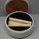 Mxfurhawa Storage Ottoman Linen Round Vanity Stool Tray Top Modern Foot Stool with Wood Legs Multifunctional Upholstered Foot Ottoman Rest for Living Room, Bathroom, Makeup (Beige)