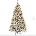 6 ft. Pre-Lit LED Flocked Snow Hinged Pine Artificial Christmas Tree with 250 White Lights