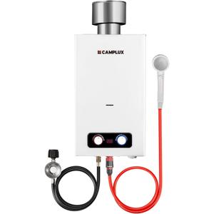 CAMPLUX 2.64 GPM Portable Tankless Water Heater, Outdoor Propane Water Heater with 4.33" S/S Rain Cap, for Camping, Cabin, Windproof Design, 68,000 BTU, BD264C