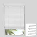 2 Inch Faux Wood Blinds with Valance Cordless Light Filtering Windows Horizontal Blinds for Living Room, Bedroom, Interior Door Windows,White,24" W x 36" H