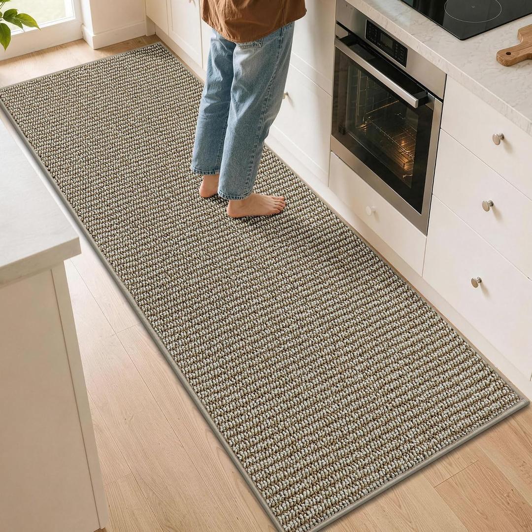 BEQHAUSE Kitchen Runner Rugs 31"x96", Kitchen Mats for Floor, Light Beige