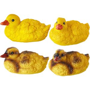 Leitee 4 Pcs Floating Resin Duck Figurine Black Yellow Realistic 4.3 x 2.8 x 2.4 Inch Floating Duck Statue for Outdoor Garden Patio Lawn Pond Fountain Ornaments Decorations, 2 Styles