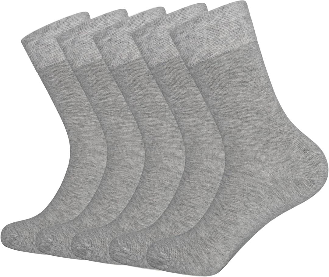SERISIMPLE Thin Viscose Bamboo Dress Men Sock Soft Crew Anti Odor Lightweight Sock Breathable Comfort Cool Sock 5 Pairs (Large, Grey)