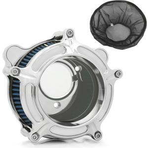 For harley davidson air cleaner filter sportster Touring street glide road king electra Dyna Softail motorcycle air intake (Chromed- blue filter, C-For Touring 2008-2016)