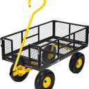 VIVOHOME Heavy Duty 880 Lbs Capacity Mesh Steel Garden Cart Folding Utility Wagon with Removable Sides and 4.10/3.50-4" Wheels 10 inch Tire (Black) (Large)