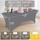 Smiry 2 Pack Spandex Table Cloth 8FT, Elastic Fitted Stretch Tablecloths, Washable and Wrinkle Free Rectangular Patio Table Cover for Outdoor, Wedding, Banquet & Parties (Grey, 96Lx30Wx30H Inch)