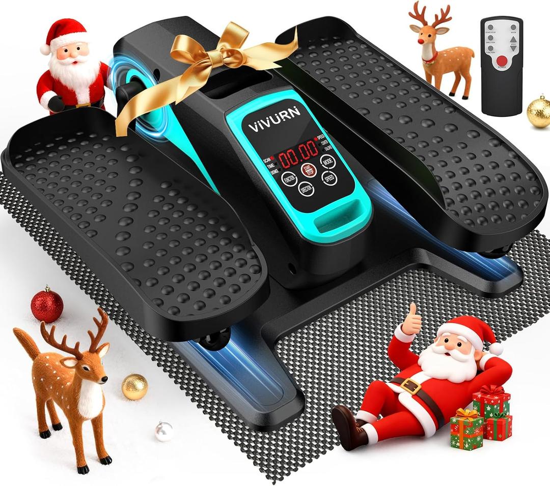 VIVURN-018 Under Desk Elliptical 12 Speed 5 Modes Mini Motorized Leg Exerciser While Sitting for Seniors As Seen on TV with Non-Slip Mat Quiet & Portable Electric Pedal Exerciser for Home and Office (Blue)