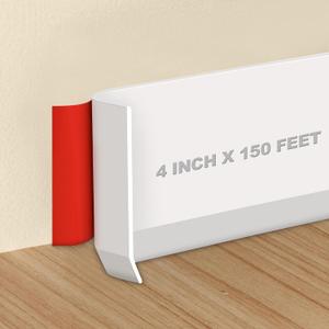 Storystore Wall Baseboard Trim 4 Inch x 150 Feet, Flexible Self-Adhesive Rubber Baseboard for Walls, Peel and Stick Wall Molding Trim