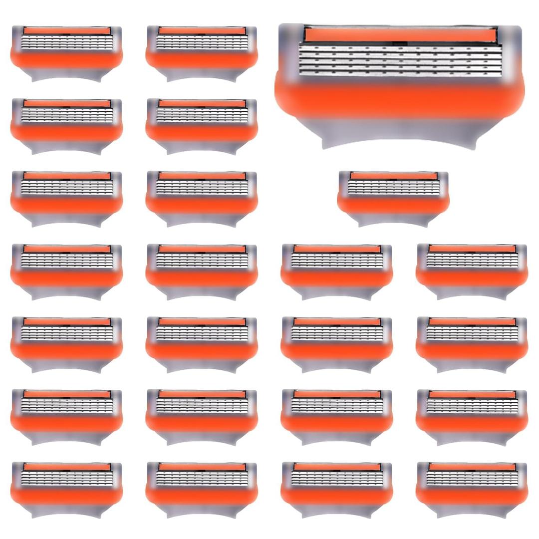 24 Pack Razor Blade Refills Compatible with Fusion 5 Razor  5-Layer Precision Anti-Friction Blades for Manual Wet Shaving  Pivoting Head Design for Smooth, Close & Comfortable Shave