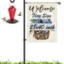 XDW-GIFTS Upgraded Garden Flag Holder Stand with Shepherd Hook for 28'' x 40'' Flags 60 in Heavy Duty Yard Flag Post Stake with 1 Clip for Outside (Without Solar Lights & Flag)
