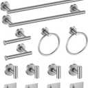 14-Piece Bathroom Hardware Set Premium Brushed Stainless Steel Towel Bar Set - 2 Towel Bars, 2 Toilet Paper Holders, 2 Towel Rings, 8 Hooks