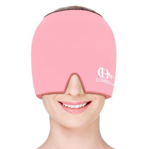 Migraine Relief Cap, Soothing Headache Ice Face Mask Products, Hot and Cold Therapy, Migraine Headache Relief Cap for Migraine, Sinus, Puffy Eyes, Tension, Stress and Hangover(Pink)