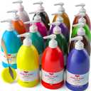 15 Colors Large Acrylic Paint Set (33.8 oz,1000 ml) Art Painting Bulk Supplies for Multi Surface Canvas Wood Leather Fabric Rock Craft, Non Toxic Paint for Kid & Adult with Pump, Color Wheel