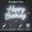 22" x 14.5" Happy Birthday Neon Sign for Backdrop, LED Happy Birthday Light Up Sign, USB Powered Dimmable Neon Light for Birthday Party Decorations, Wall Decor, White