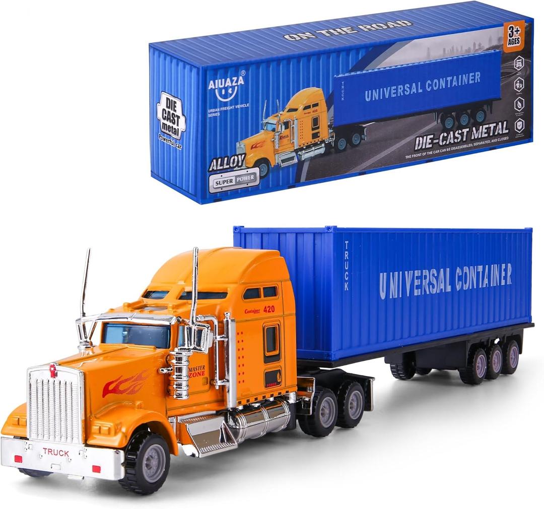 1/65 Truck Model, Detachable Cargo Container, Children's Toy, Alloy Semi Truck, Trailer Toys for Boys