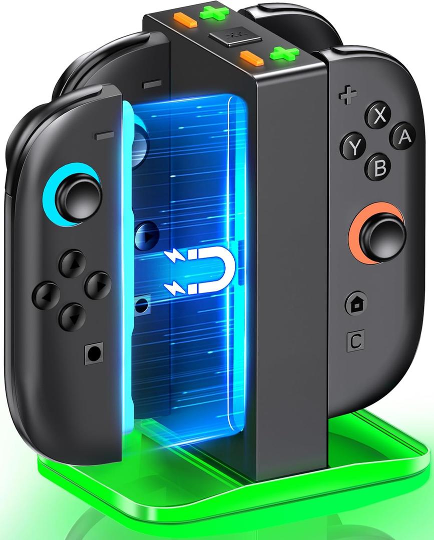 Charging Dock for Nintendo Switch 2 Joy-Con - 4 in 1 Magnetic Charging Dock with Status Indicator Lights/3H Fast Charge, Charger Compatible with Switch 2 Joy-Con Controllers
